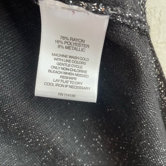 Hannah Long Sleeve Black Shimmer Metallic Top Size XL - Picture 7 of 9